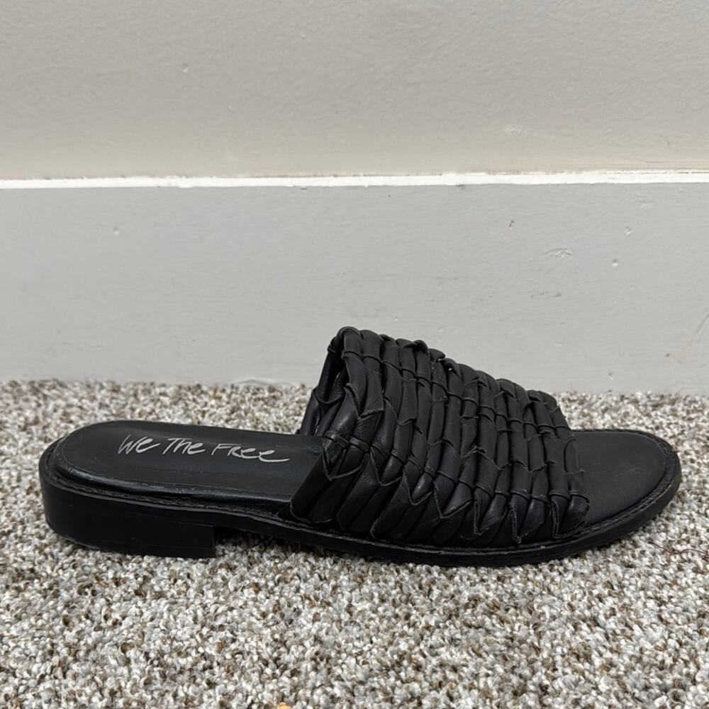 WE THE FREE Woven Black Leather Sandal